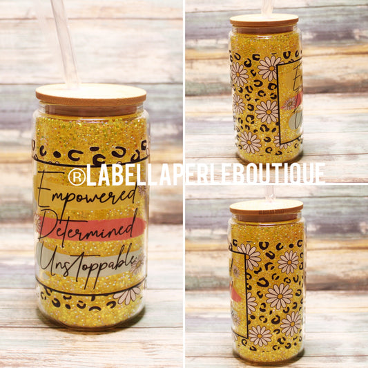 Yellow Empowered 16oz Glass